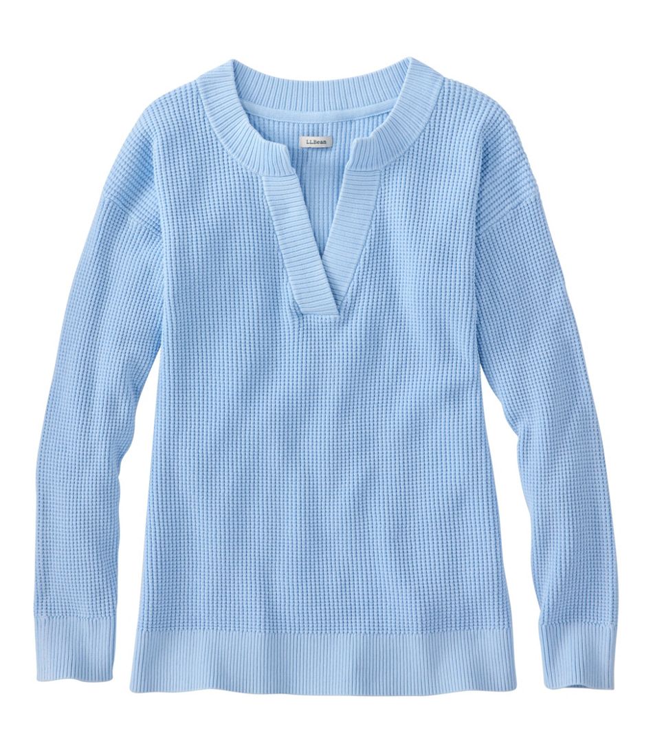 L.L.BeanWomen's Sunwashed Waffle Sweater, Splitneck