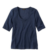 L.L.BeanWomen's Signature Premium Essential Pointelle Tee, Elbow-Sleeve Scoopneck