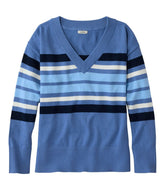 L.L.BeanWomen's Cotton/Cashmere Sweater, V-Neck Stripe