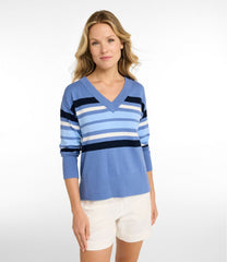 L.L.BeanWomen's Cotton/Cashmere Sweater, V-Neck Stripe
