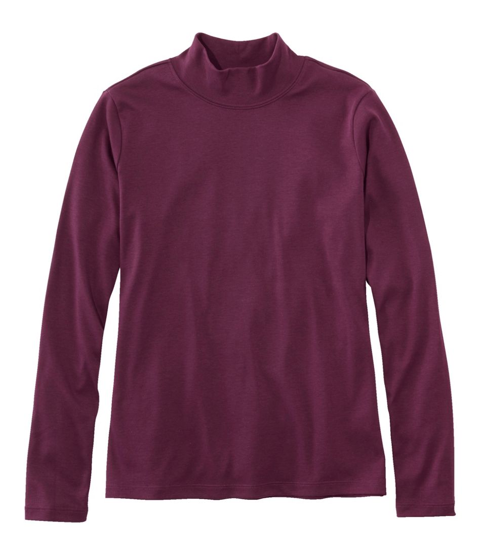 L.L.BeanWomen's Pima Cotton Tee, Long-Sleeve Mockneck