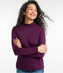 L.L.BeanWomen's Pima Cotton Tee, Long-Sleeve Mockneck