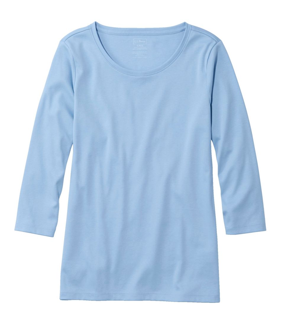 L.L.BeanWomen's Pima Cotton Shaped Tee, Three-Quarter-Sleeve Jewelneck