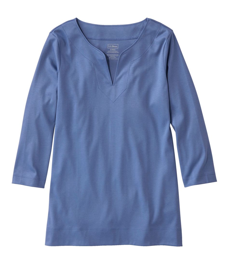 L.L.BeanWomen's Pima Cotton Tunic, Three-Quarter-Sleeve Splitneck