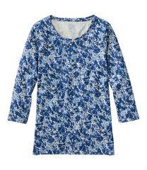 L.L.BeanWomen's Pima Cotton Shaped Jewelneck Tee, Three-Quarter-Sleeve Print