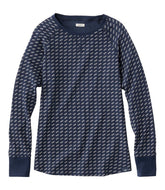 L.L.BeanWomen's Unshrinkable Mini-Waffle Tee, Long-Sleeve Crewneck Stripe