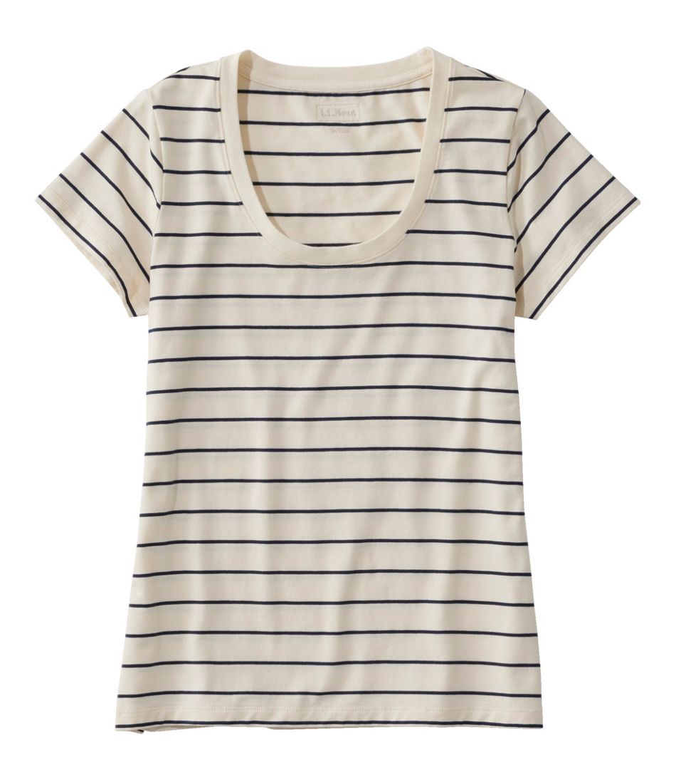 L.L.BeanWomen's Soft Stretch Supima-Blend Tee, Scoopneck Short-Sleeve Stripe