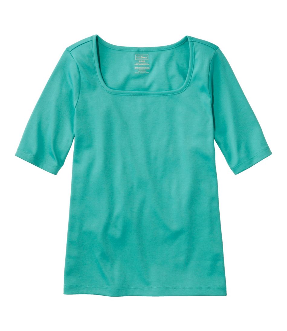 L.L.BeanWomen's Pima Cotton Tee, Soft Squareneck Elbow-Sleeve