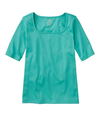 L.L.BeanWomen's Pima Cotton Tee, Soft Squareneck Elbow-Sleeve
