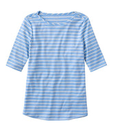 L.L.BeanWomen's Pima Cotton Tee, Elbow-Sleeve Boatneck Stripe