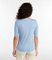 L.L.BeanWomen's Pima Cotton Tee, Elbow-Sleeve Boatneck Stripe