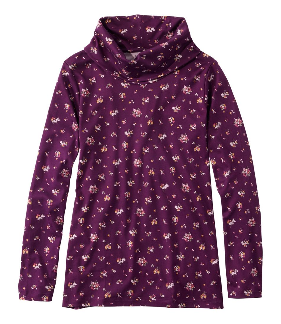 L.L.BeanWomen's Pima Cotton Tee, Long-Sleeve Cowlneck Print