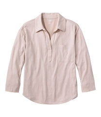 L.L.BeanWomen's Linen/Cotton Tee, Three-Quarter-Sleeve Splitneck Polo