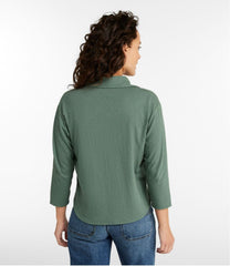 L.L.BeanWomen's Linen/Cotton Tee, Three-Quarter-Sleeve Splitneck Polo
