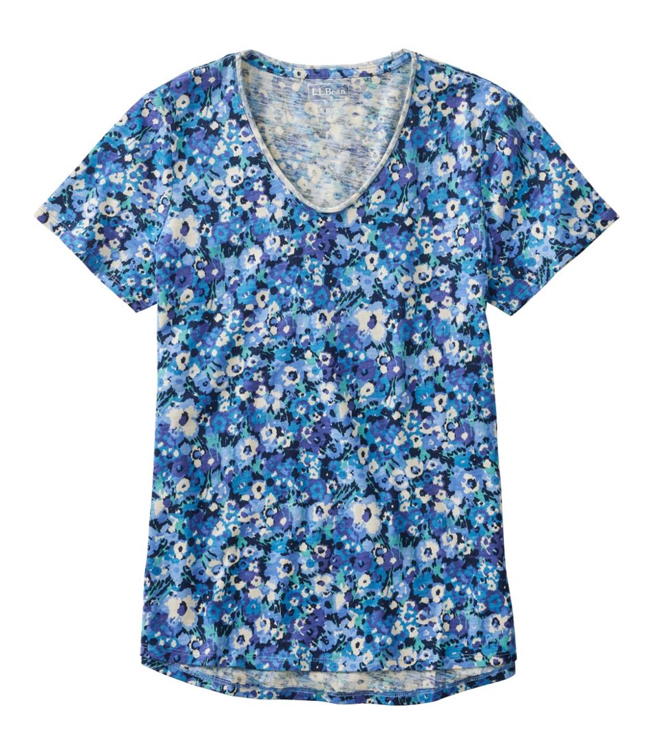 L.L.BeanWomen's Organic Cotton Tee, V-Neck Short-Sleeve Print