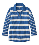 L.L.BeanWomen's Heritage Mariner Top, Splitneck Polo Three-Quarter-Sleeve, Block Stripe