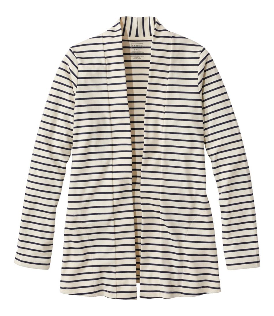 L.L.BeanWomen's Pima Cotton Open Cardigan, With Pockets Stripe