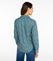 L.L.BeanWomen's Wrinkle-Free Pinpoint Oxford Shirt, Relaxed Fit Long-Sleeve Print