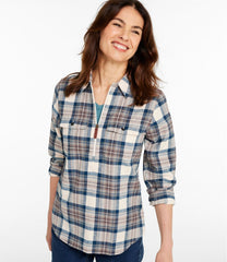 L.L.BeanWomen's Scotch Plaid Flannel Shirt, Quarter-Zip