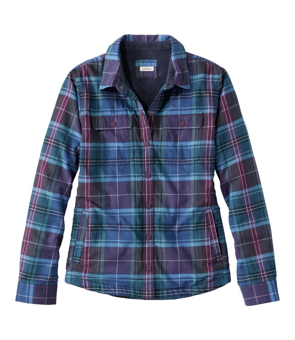 L.L.BeanWomen's Fleece-Lined Flannel Shirt, Snap-Front Plaid