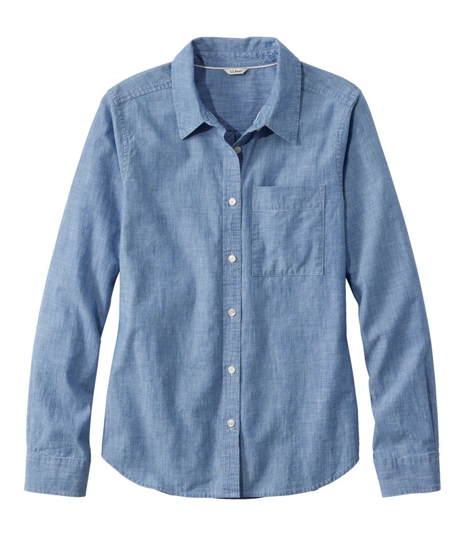 L.L.BeanWomen's Essential Cotton Shirt, Chambray Long Sleeve