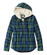 L.L.BeanWomen's Scotch Plaid Flannel Shirt, Sherpa-Lined Zip Hoodie