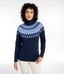 L.L.BeanWomen's Cotton/Cashmere Sweater, Turtleneck Fair Isle