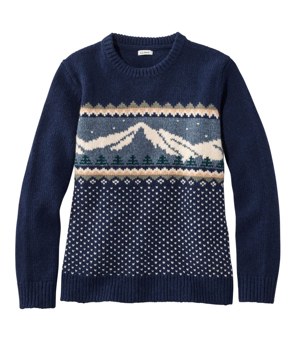 L.L.BeanWomen's Bean's Classic Ragg Wool Crewneck Intarsia Sweater