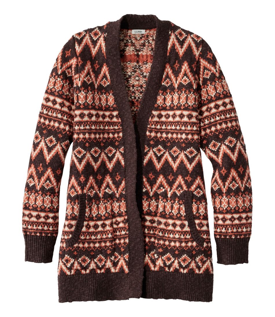 L.L.BeanWomen's Cotton Ragg Sweater, Open Cardigan Fair Isle