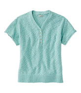 L.L.BeanWomen's Midweight Cotton Slub Sweater, Henley Short-Sleeve