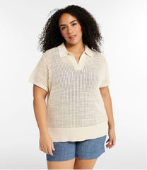 L.L.BeanWomen's Organic Cotton Slub Pointelle Sweater, Polo