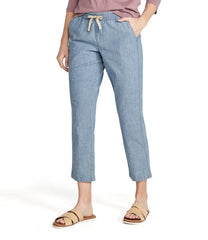 L.L.BeanWomen's Lakewashed Pull-On Chinos, Mid-Rise Chambray Ankle Pants