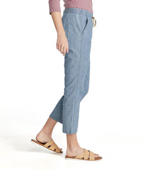 L.L.BeanWomen's Lakewashed Pull-On Chinos, Mid-Rise Chambray Ankle Pants