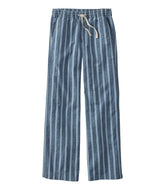 L.L.BeanWomen's Lakewashed Pull-On Chinos, Mid-Rise Wide-Leg Stripe Chambray