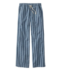 L.L.BeanWomen's Lakewashed Pull-On Chinos, Mid-Rise Wide-Leg Stripe Chambray