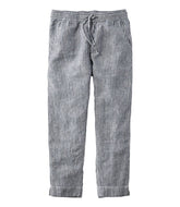 L.L.BeanWomen's Premium Linen Pull-On Ankle Pants, Mid-Rise Tapered-Leg Stripe