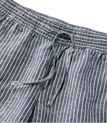 L.L.BeanWomen's Premium Linen Pull-On Ankle Pants, Mid-Rise Tapered-Leg Stripe
