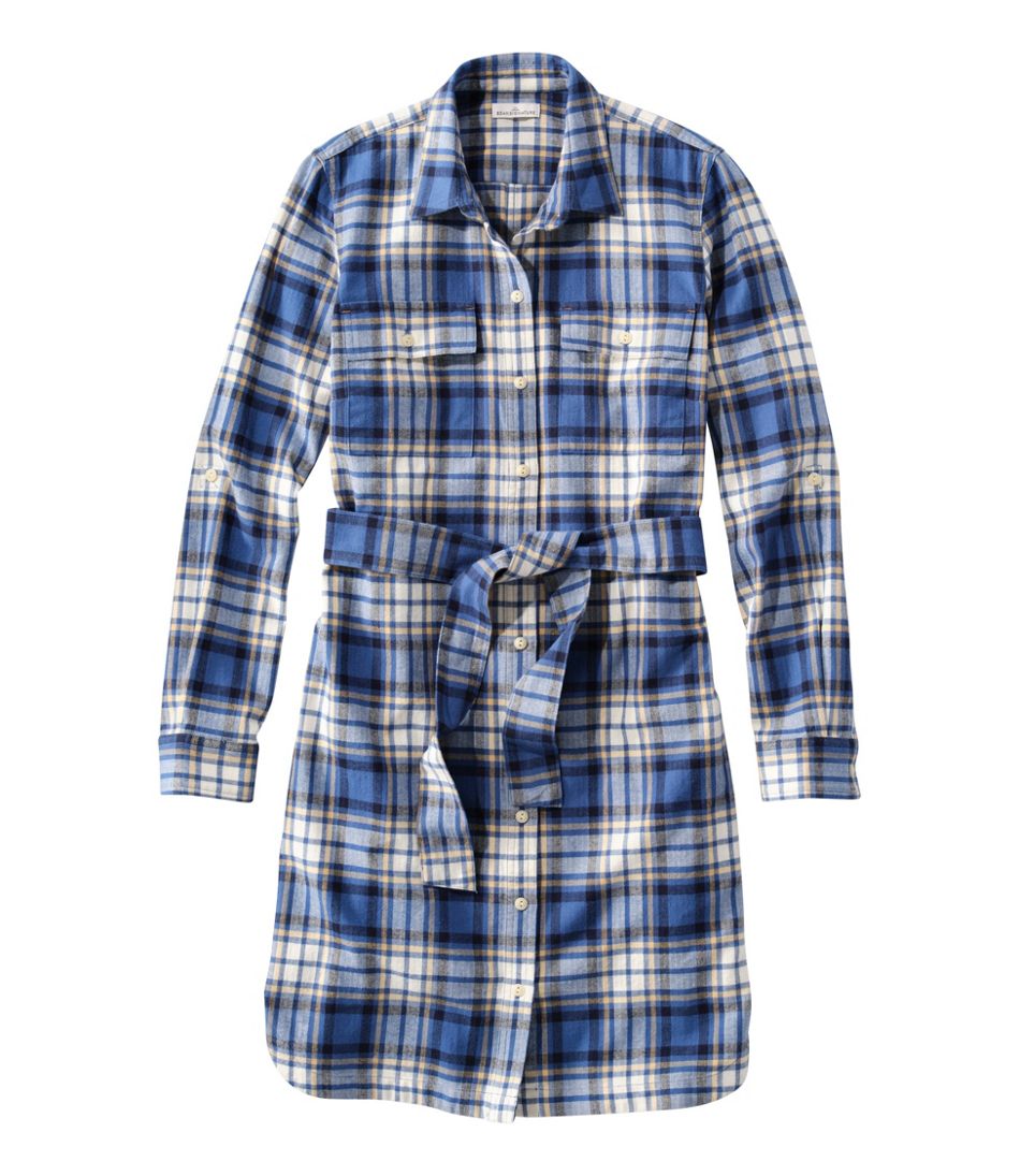 L.L.BeanWomen's Signature Camp Flannel Shirt Dress, Button-Front