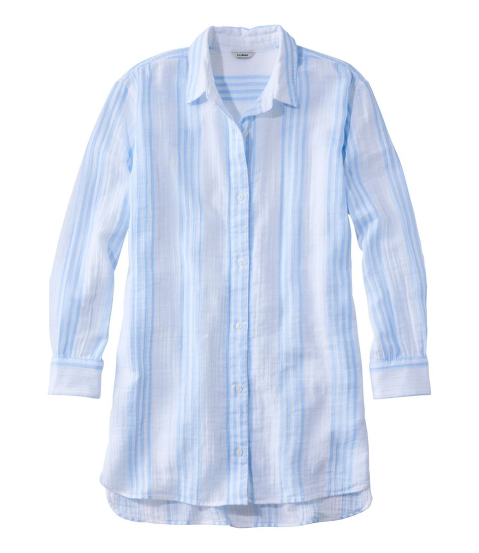 L.L.BeanWomen's Cloud Gauze Cover-Up Shirt, Stripe