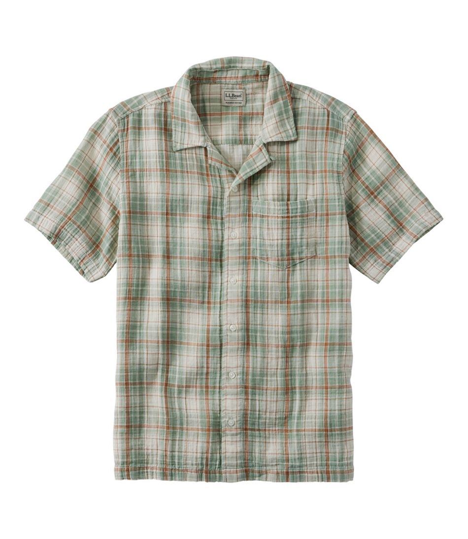 L.L.BeanMen's Cloud Gauze Shirt, Short-Sleeve, Slightly Fitted Untucked Fit, Plaid