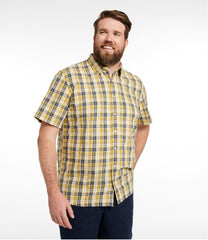 L.L.BeanMen's Organic Cotton Seersucker Shirt, Short-Sleeve, Slightly Fitted, Plaid