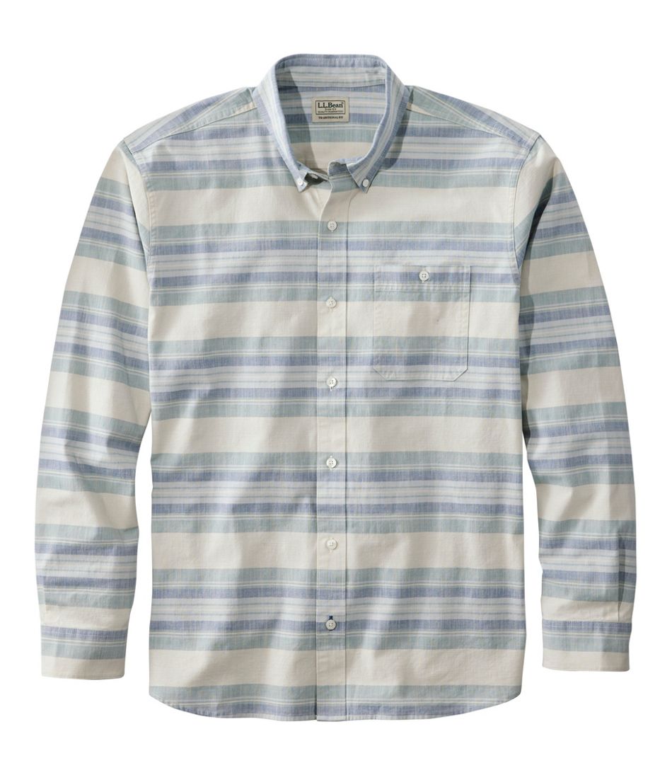 L.L.BeanMen's Comfort Stretch Chambray Shirt, Traditional Untucked Fit, Long-Sleeve, Stripe