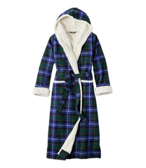 L.L.BeanWomen's Scotch Plaid Flannel Robe, Sherpa-Lined Long