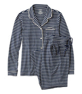 L.L.BeanWomen's Super-Soft Shrink-Free Button Front Pajama Set, Stripe