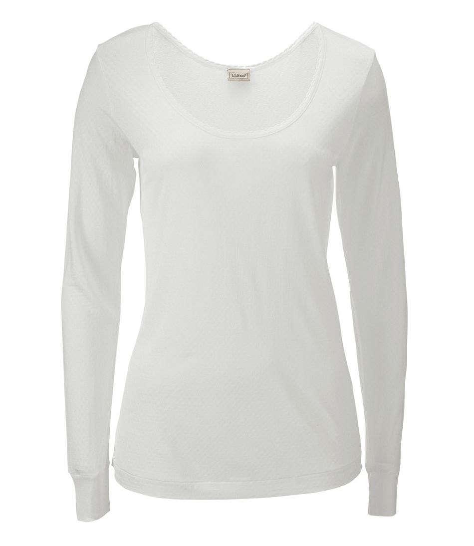 L.L.BeanWomen's Silk Pointelle, Long-Sleeve Scoopneck