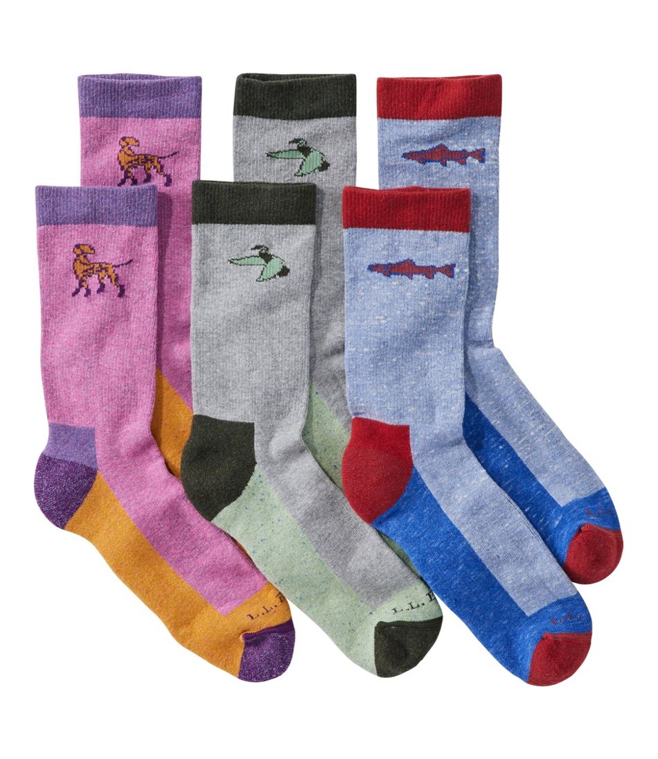 L.L.BeanAdults' Wicked Soft Cotton Socks Animal Gift Set, 3-Pack
