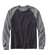 L.L.BeanMen's Washed Cotton Double-Knit Crewneck, Slightly Fitted Long-Sleeve Colorblock