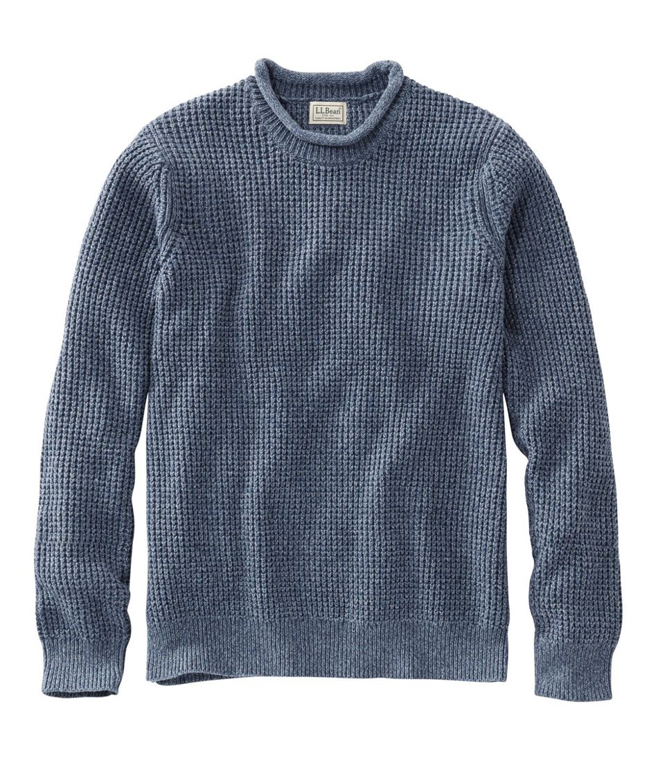 L.L.BeanMen's Organic Cotton Waffle Sweater, Rollneck Crew