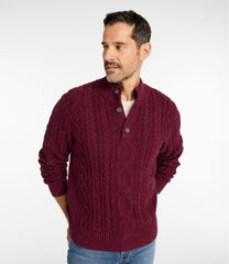 L.L.BeanMen's Bean's Heritage Soft Cotton Fisherman Sweater, Button-Mock