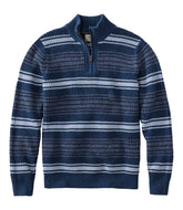 L.L.BeanMen's Organic Cotton Waffle Sweater, Quarter Zip, Stripe